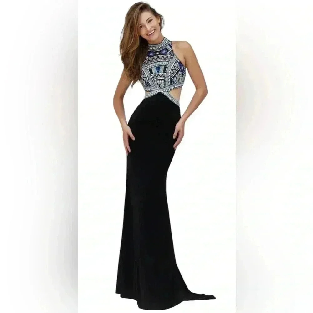 Envious couture beaded rhinestones dress/gown/promdoemal sleeveless dress.